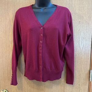 Danibe Button Down Maroon Cardigan Sweater Women’s Size Large